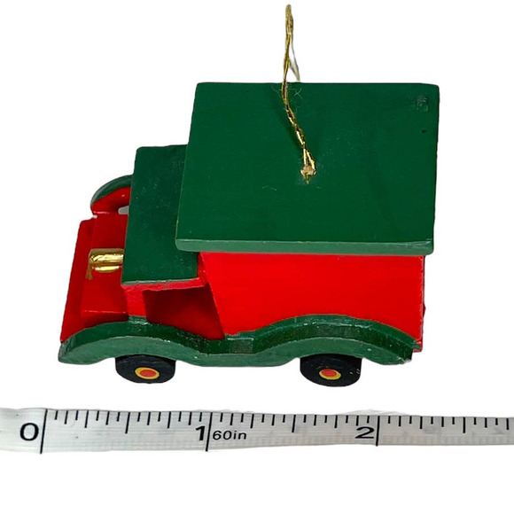 Vintage Wooden Truck Red and Green Christmas Ornament - Picture 5 of 8
